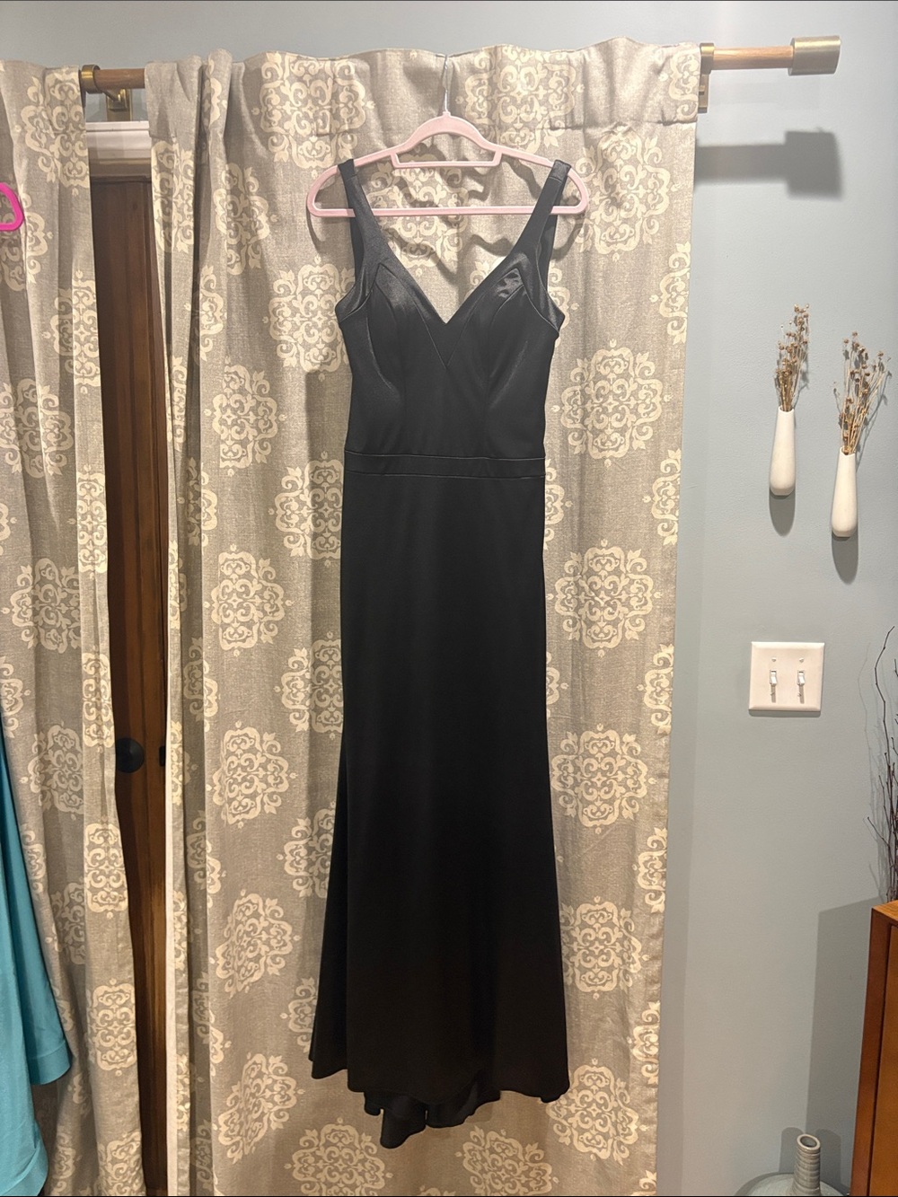 Faviana Black V-Neck Formal Gown